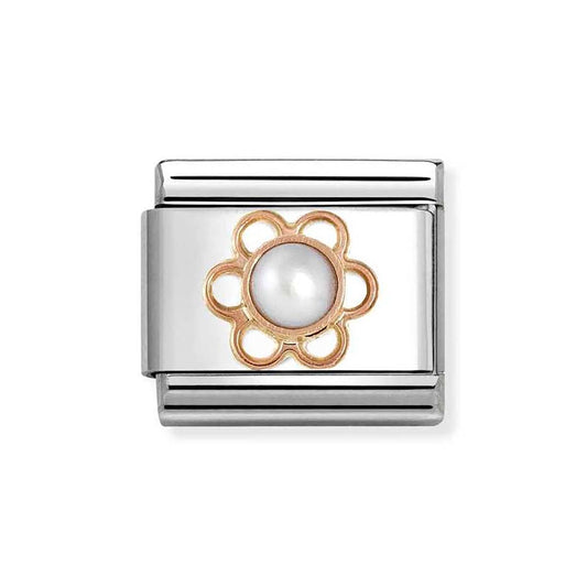 ROSEGOLD FLOWER WITH PEARL NOMINATION CHARM