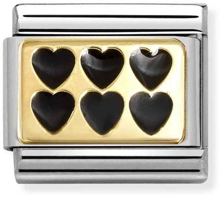 GOLD BLACK HEARTS PLATE NOMINATION CHARM