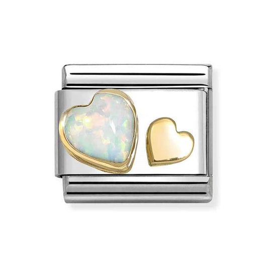 OPAL DOUBLE HEART NOMINATION CHARM