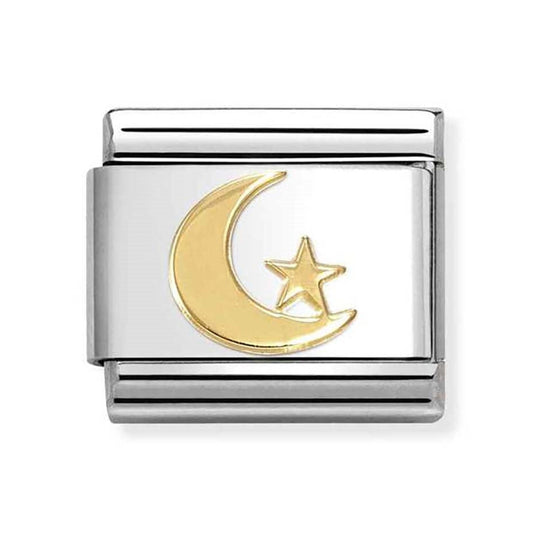 Nomination Gold Crescent Moon & Star Charm
