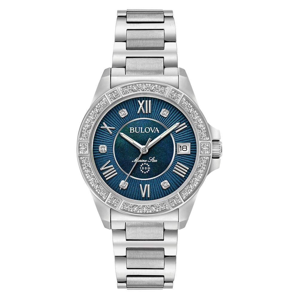 Bulova Marine Star Series "C" Diamond Blue Dial Ladies Stainless Steel Watch