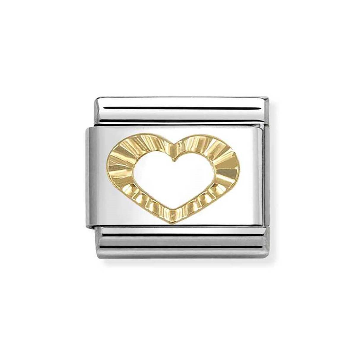 GOLD DIAMOND CUT HEART NOMINATION CHARM