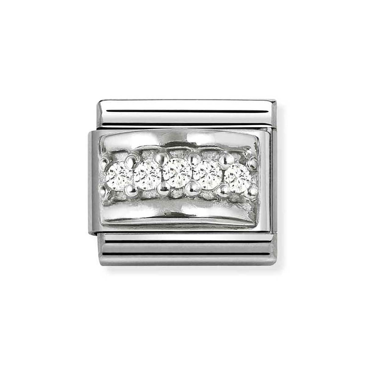 White CZ Track Nomination Charm