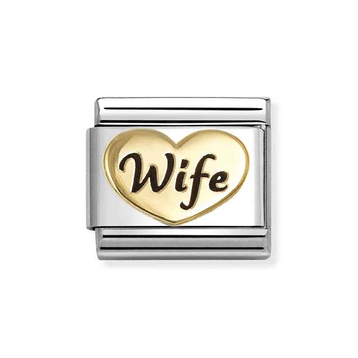WIFE IN GOLD HEART NOMINATION CHARM