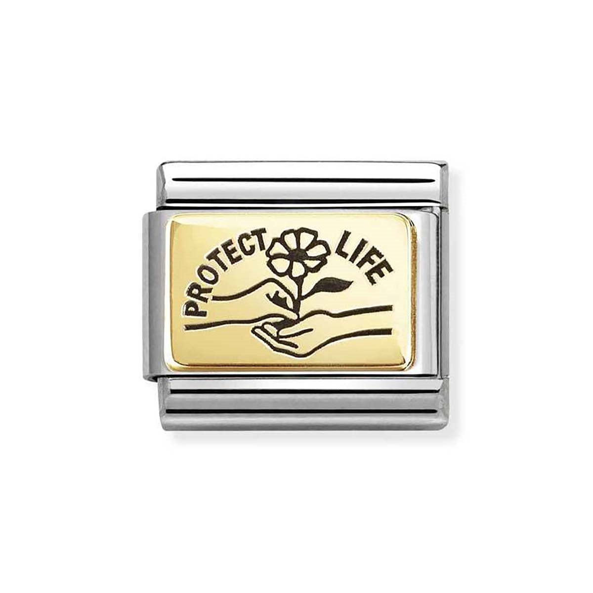 'PROTECT LIFE' WITH FLOWER GOLD NOMINATION CHARM