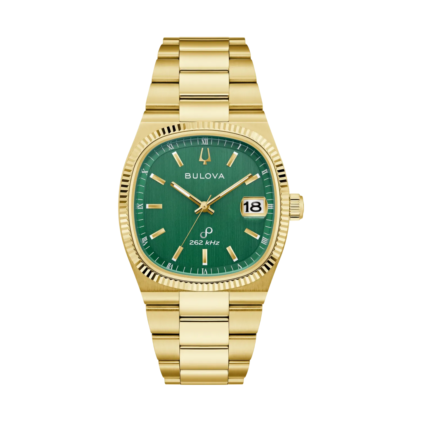 Bulova Super Seville Precisionist Green Dial Gents Gold Stainless Steel Watch