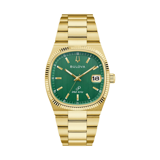 Bulova Super Seville Precisionist Green Dial Gents Gold Stainless Steel Watch