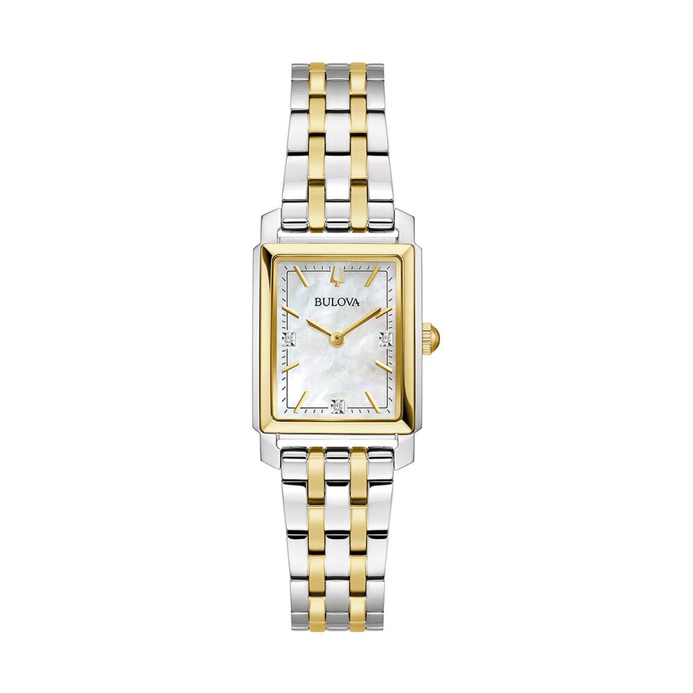 Bulova Sutton Pearl Diamond Dot Dial Quartz Ladies Two-Tonel Watch