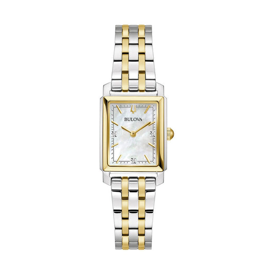 Bulova Sutton Pearl Diamond Dot Dial Quartz Ladies Two-Tonel Watch