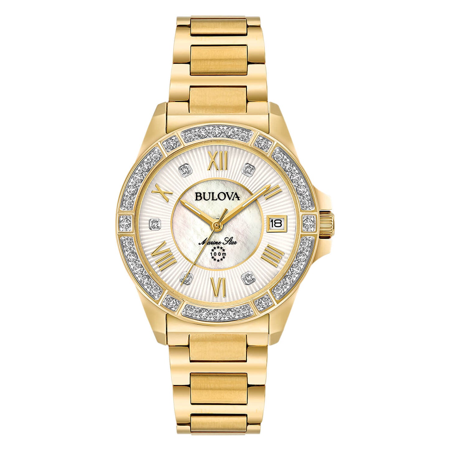 Bulova Marine Star Series "C" Diamond Ladies Gold Stainless Steel Watch
