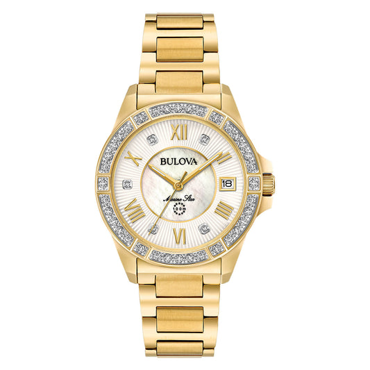 Bulova Marine Star Series "C" Diamond Ladies Gold Stainless Steel Watch