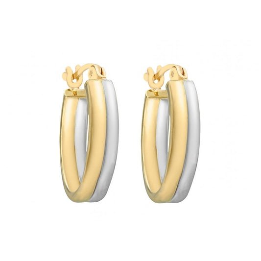 9CT 2-COLOUR GOLD 18MM DOUBLE-BAND CREOLE EARRINGS