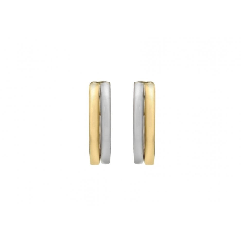 9CT 2-COLOUR GOLD 18MM DOUBLE-BAND CREOLE EARRINGS