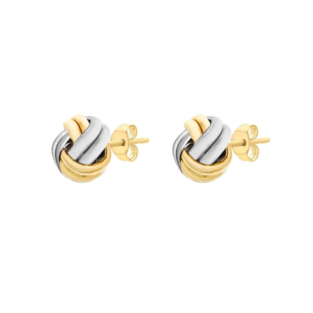 9CT 2-COLOUR GOLD 8MM KNOT STUD EARRINGS
