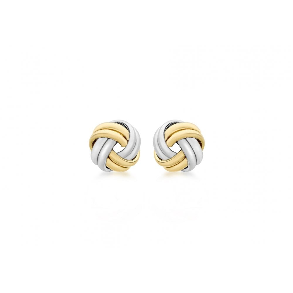 9CT 2-COLOUR GOLD 8MM KNOT STUD EARRINGS