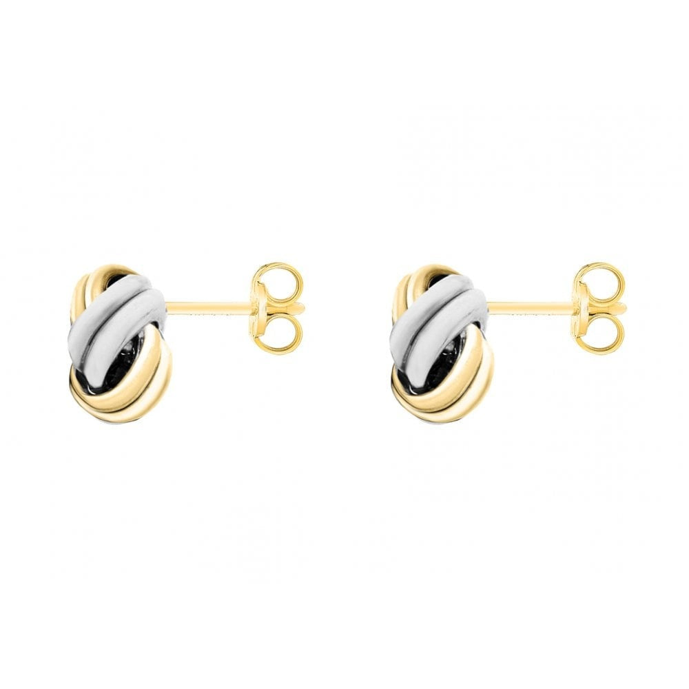9CT 2-COLOUR GOLD 8MM KNOT STUD EARRINGS