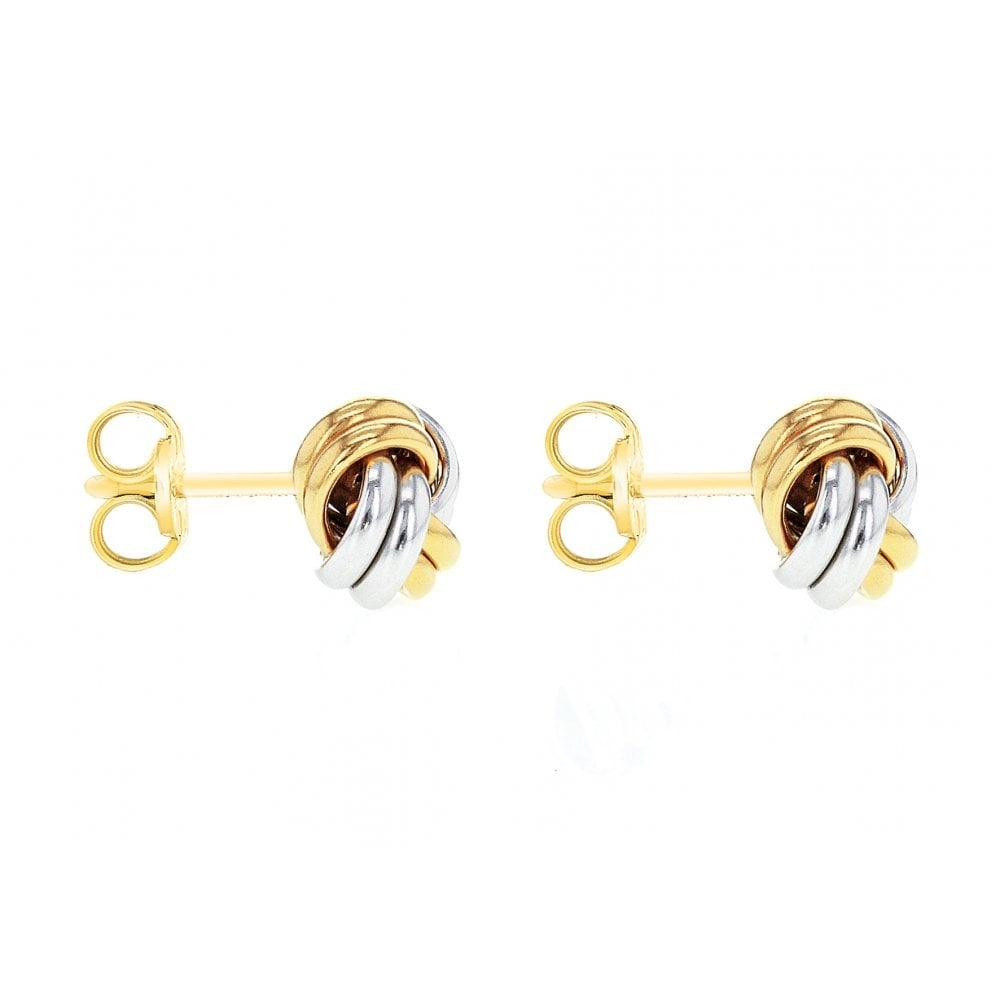 9CT 2-COLOUR GOLD 9MM KNOT STUD EARRINGS
