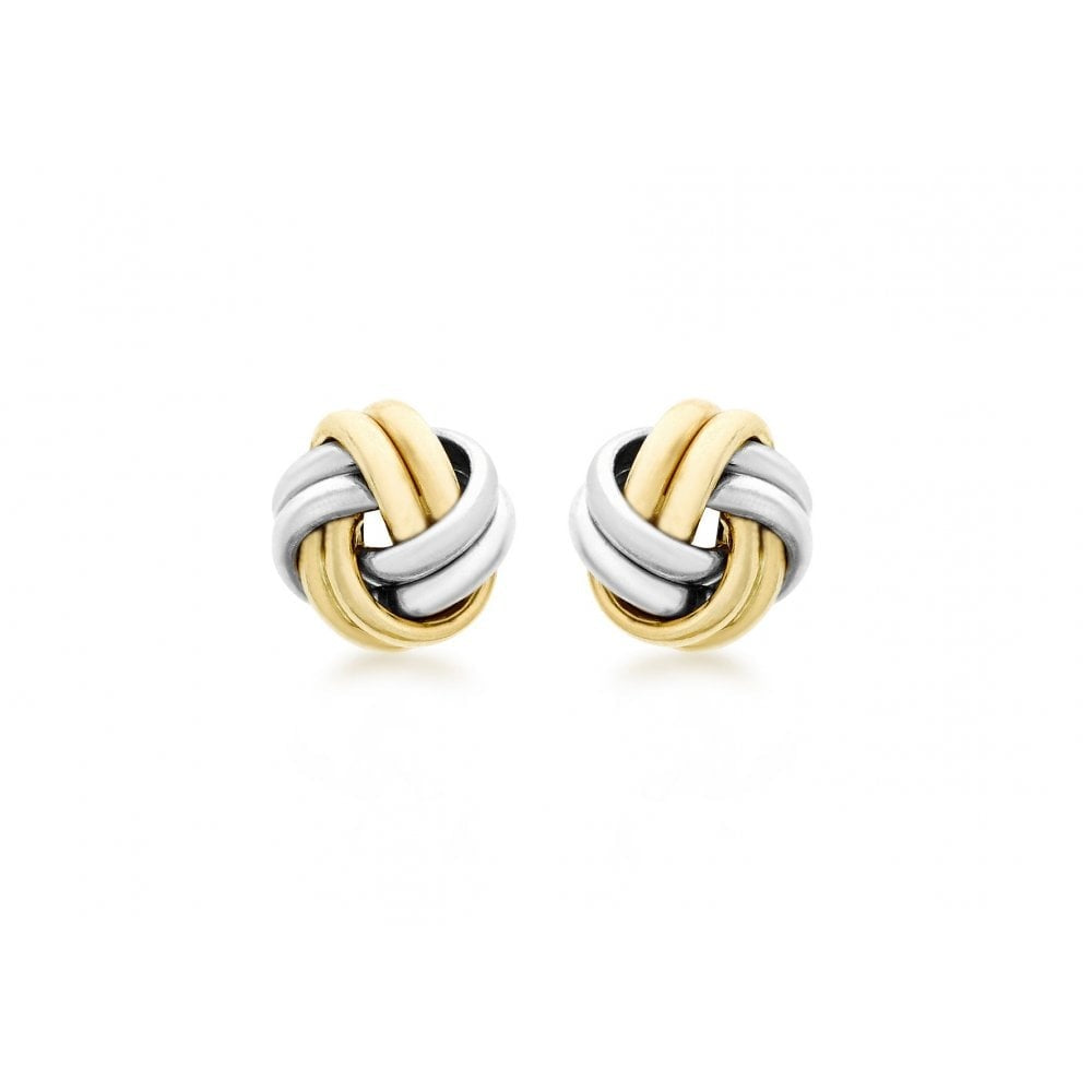 9CT 2-COLOUR GOLD 9MM KNOT STUD EARRINGS