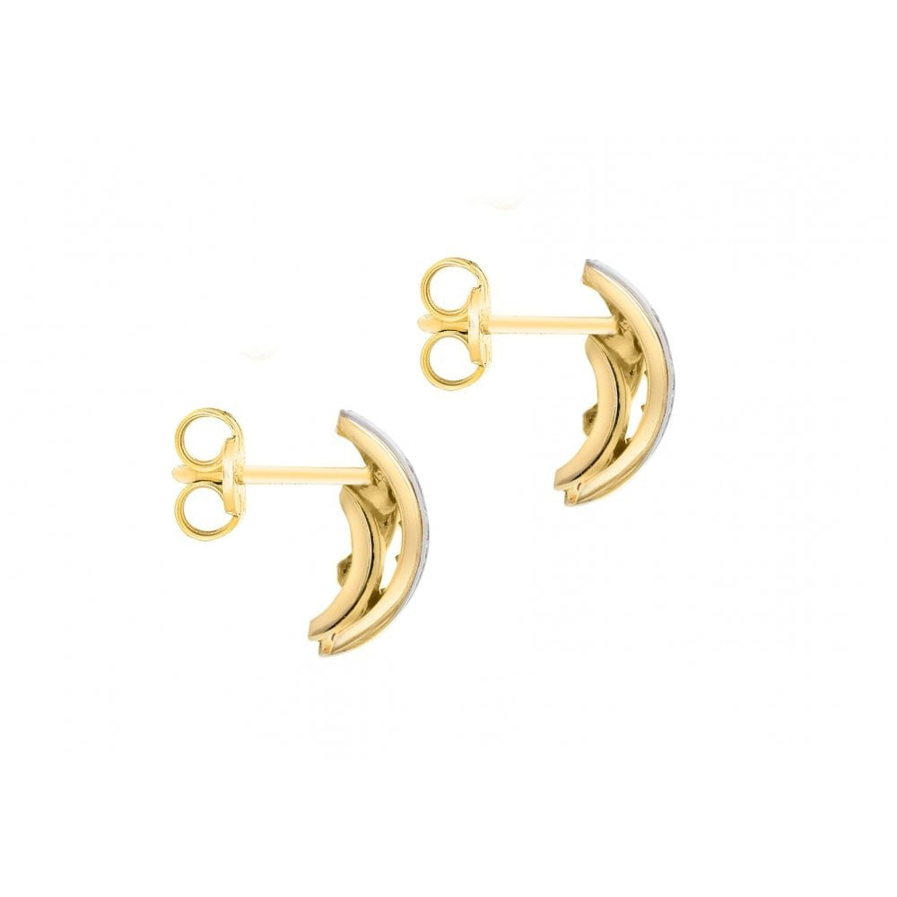 9CT 2-TONE GOLD CZ 4.8MM OVERLAP TRIPLE-BARS STUD EARRINGS
