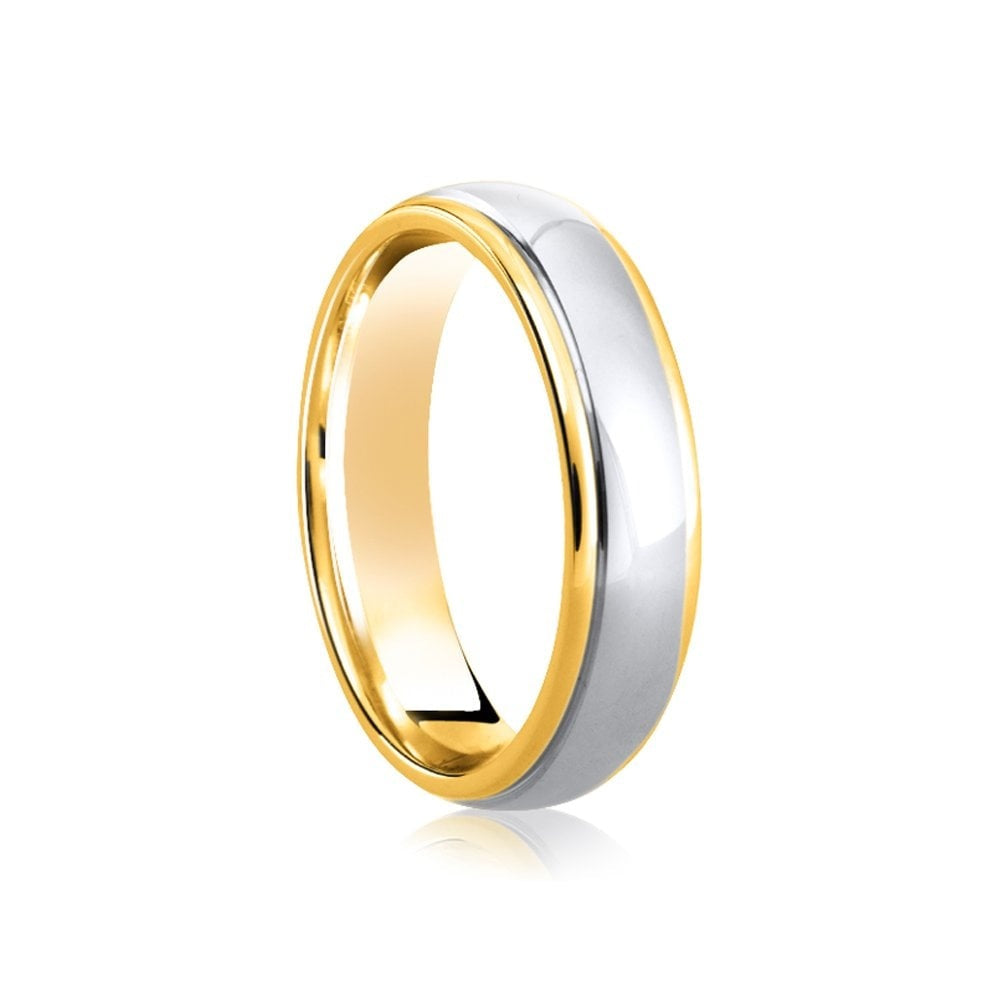 9CT 5MM YELLOW GOLD & PALLADIUM 500 RING