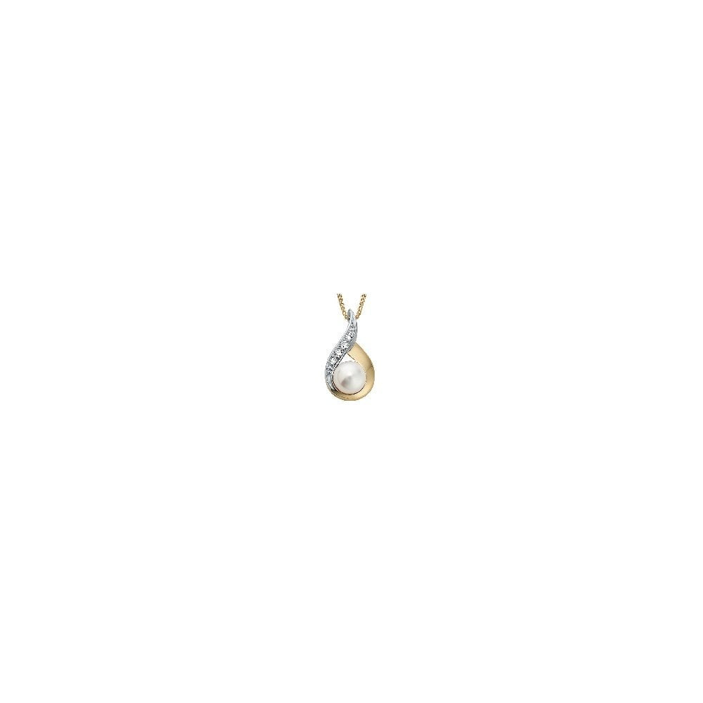 9CT DIAMOND AND PEARL PENDANT