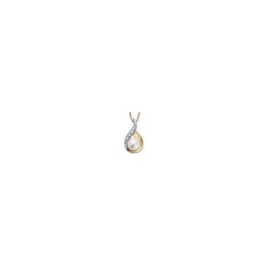 9CT DIAMOND AND PEARL PENDANT