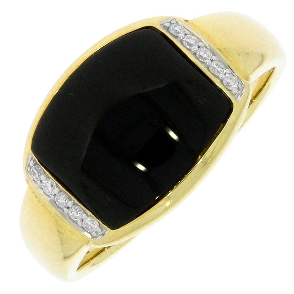 9CT GENTS ONYX AND DIAMOND RING 