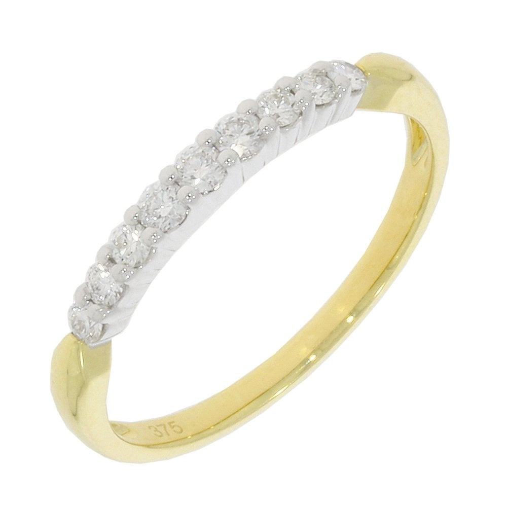 9CT GOLD 9 DIAMOND CLAW SET ETERNITY/WEDDING RING WITH 0.25CT DIAMOND