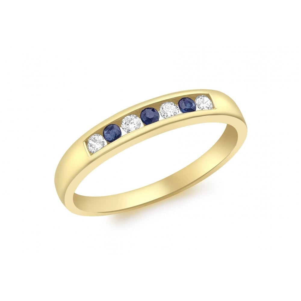 9CT GOLD BLUE & CLEAR ZIRCONIA ETERNITY STYLE RING