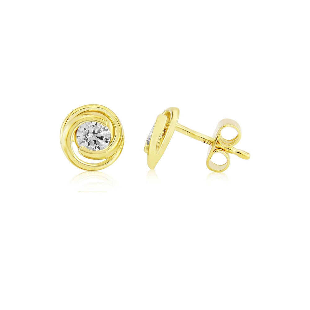 9CT GOLD CUBIC ZIRCONIA STUD WITH TWIST DETAIL
