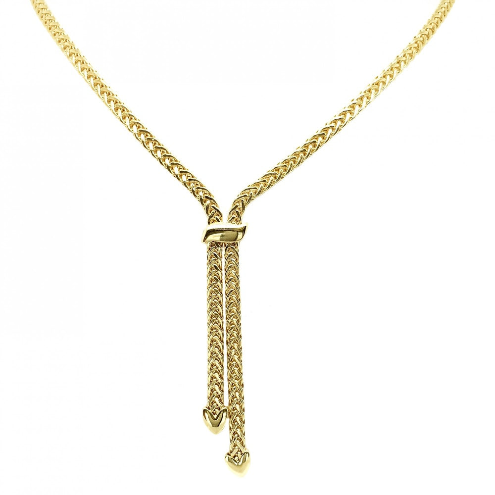 9CT GOLD LARIAT STYLE SOLID 18" NECKLACE