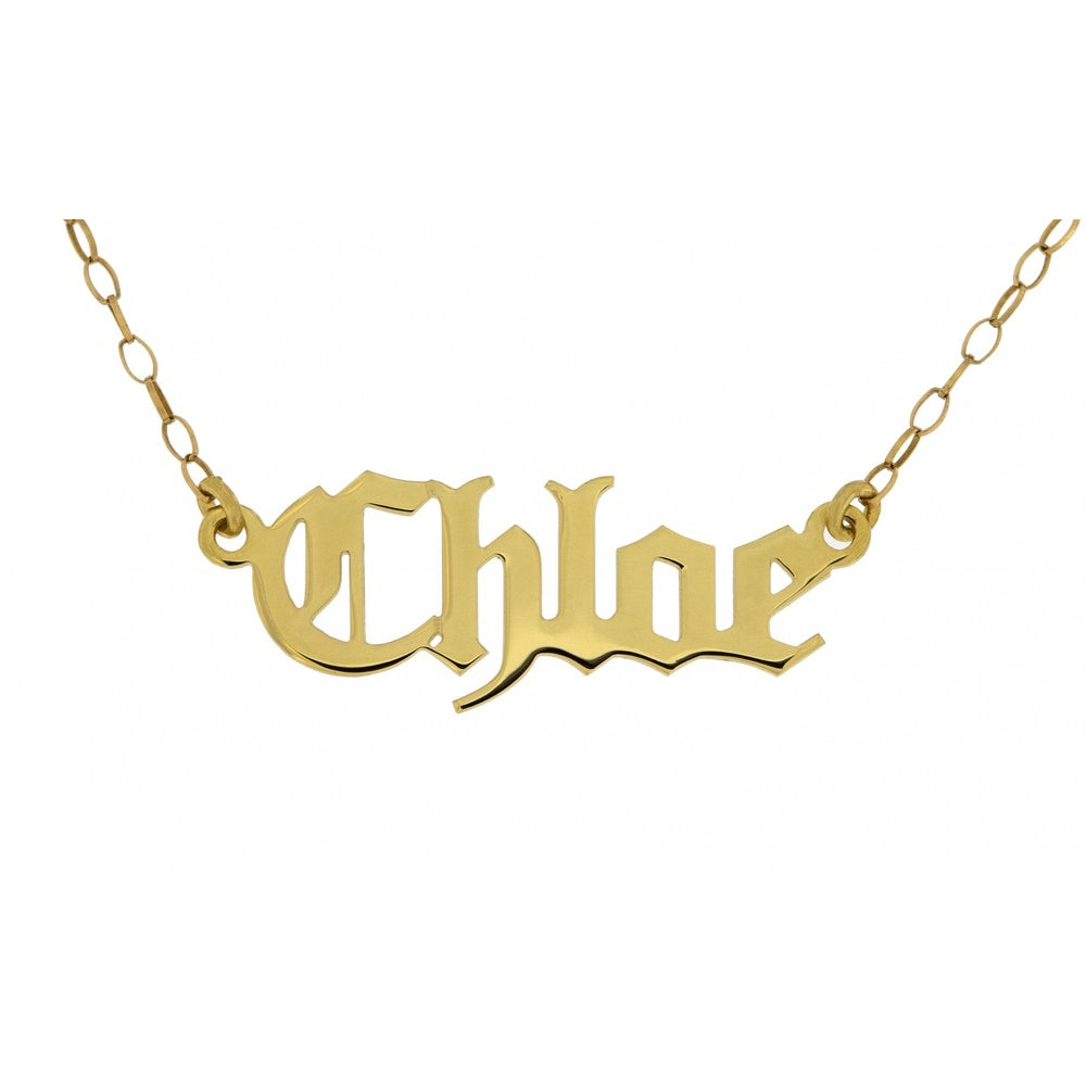9CT GOLD NAME NECKLACE IN OLD ENGLISH SCRIPT TO ORDER
