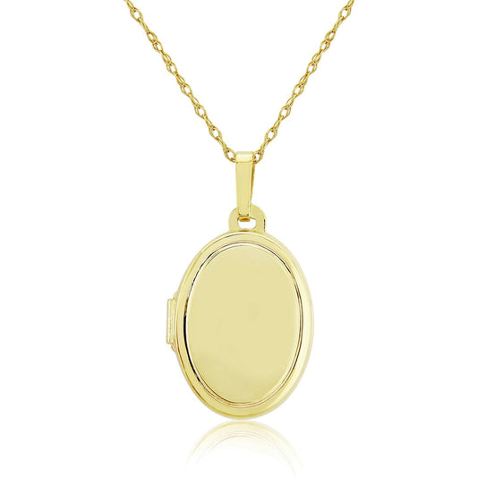 9CT GOLD OVAL LOCKET WITH FRAMING DETAIL ON THE FRONT WITH 18" 9CT GOLD CHAIN