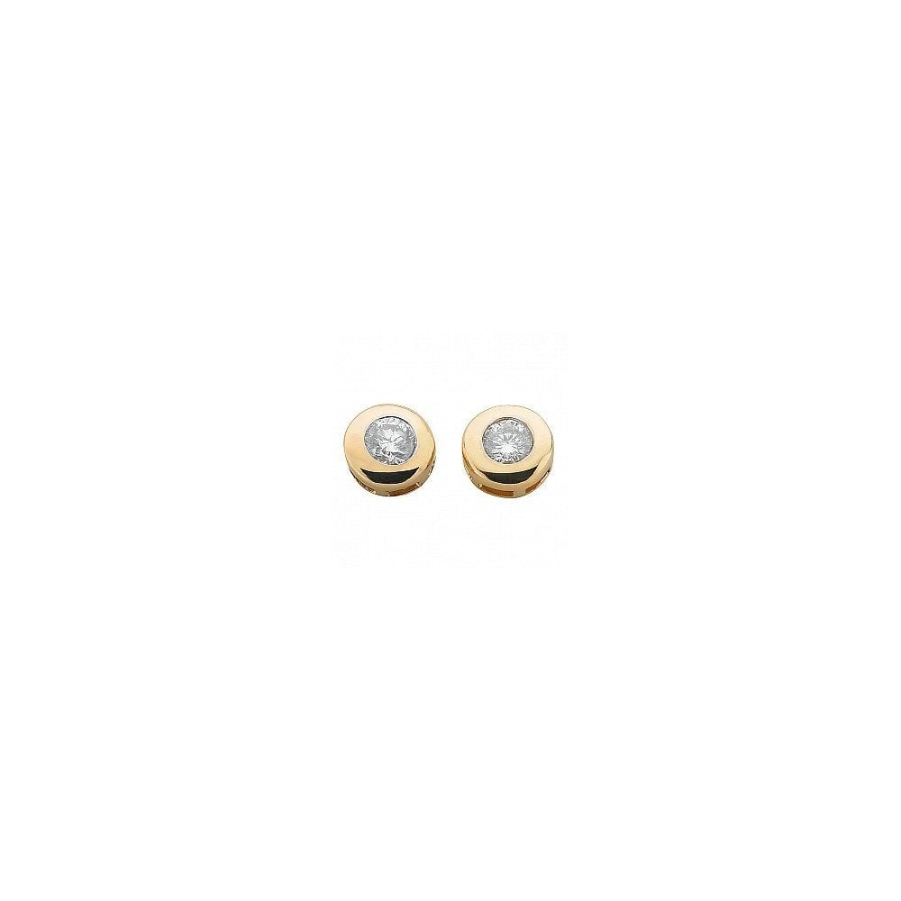 9CT GOLD RUB-OVER SET DIAMOND STUD EARRINGS