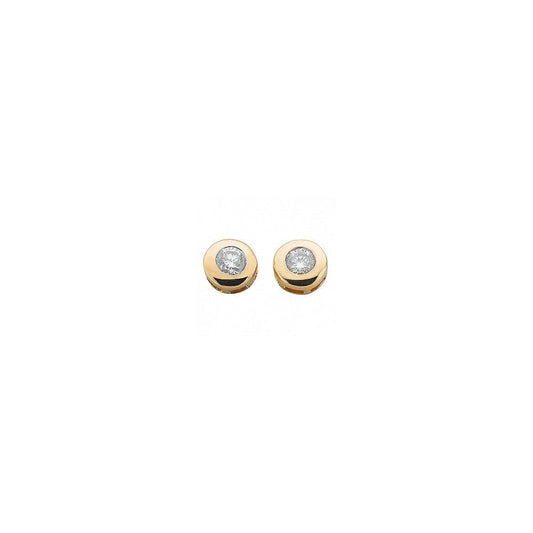 9CT GOLD RUB-OVER SET DIAMOND STUD EARRINGS