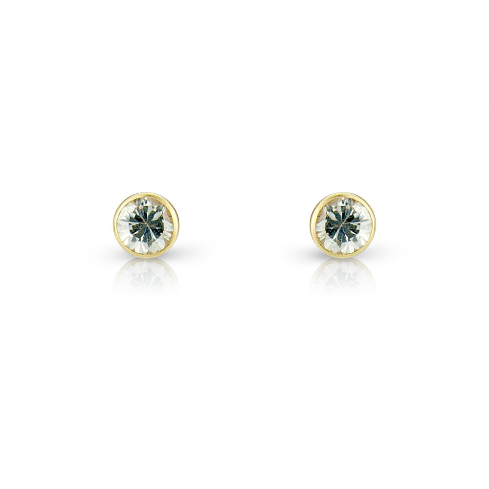 9CT GOLD RUBOVER STYLE SINGLE CUBIC ZIRCONIA STUD EARRINGS