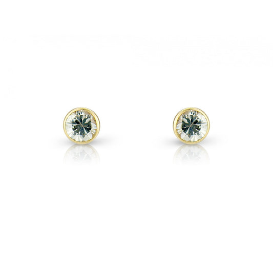 9CT GOLD RUBOVER STYLE SINGLE CUBIC ZIRCONIA STUD EARRINGS
