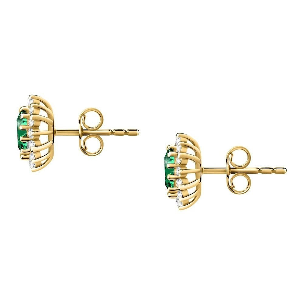 9CT LAB EMERALD & DIAMOND EARRINGS