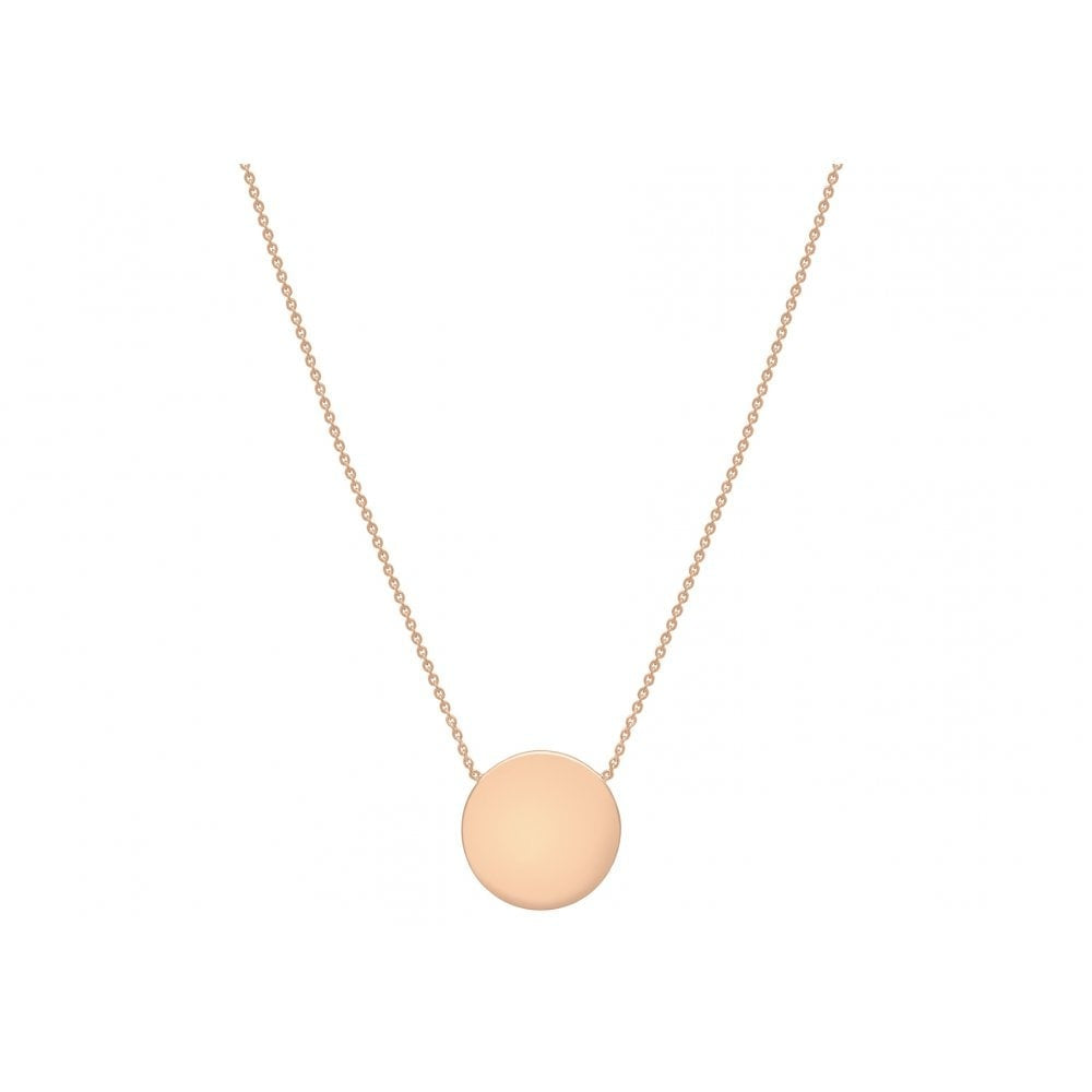 9CT ROSE GOLD 15MM DISC PENDANT ADJUSTABLE NECKLACE 41CM 43CM/17"