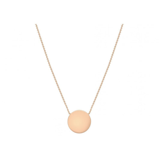 9CT ROSE GOLD 15MM DISC PENDANT ADJUSTABLE NECKLACE 41CM 43CM/17"