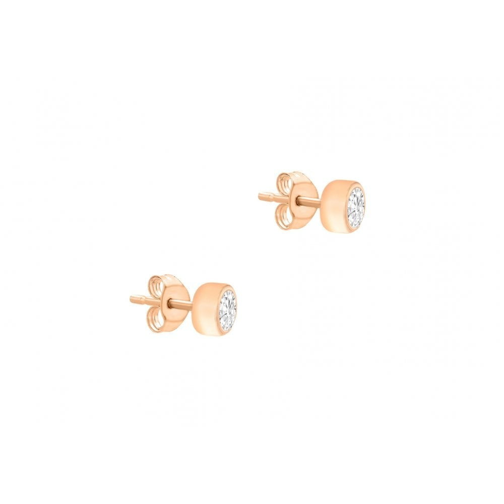9CT ROSE GOLD 4MM ROUND WHITE CZ 4.2MM STUD EARRINGS