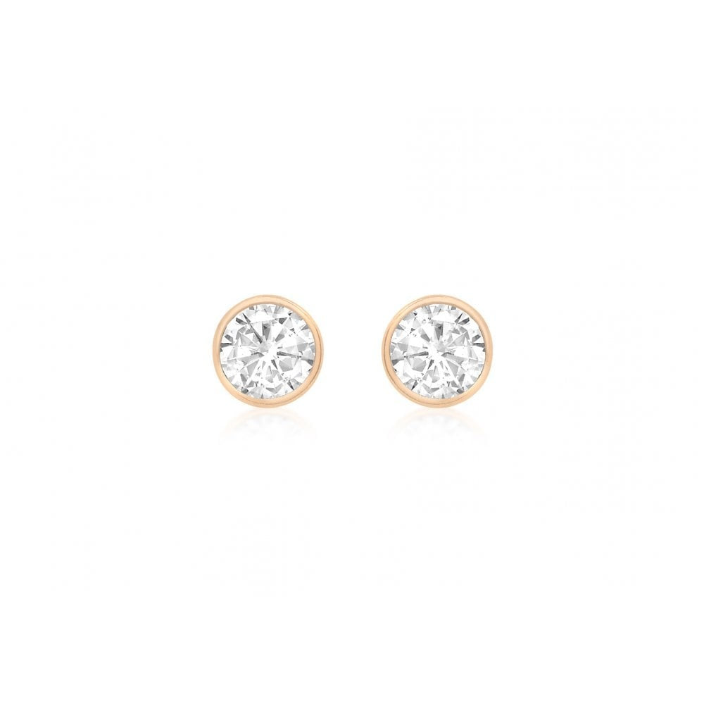 9CT ROSE GOLD 4MM ROUND WHITE CZ 4.2MM STUD EARRINGS