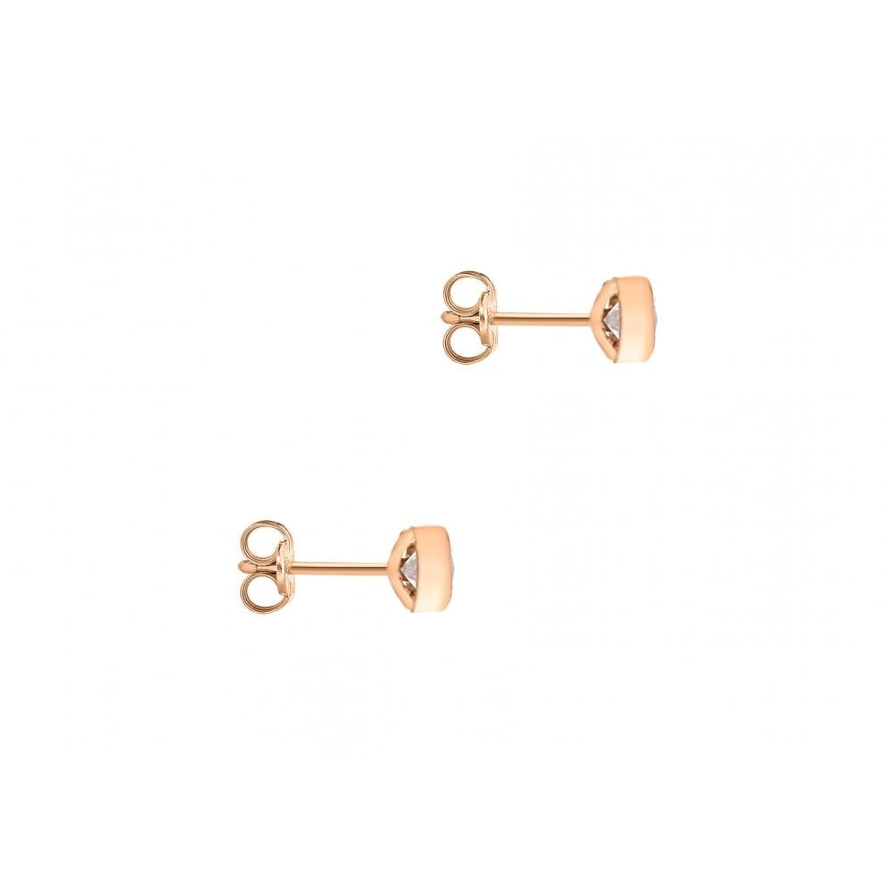 9CT ROSE GOLD 4MM ROUND WHITE CZ 4.2MM STUD EARRINGS
