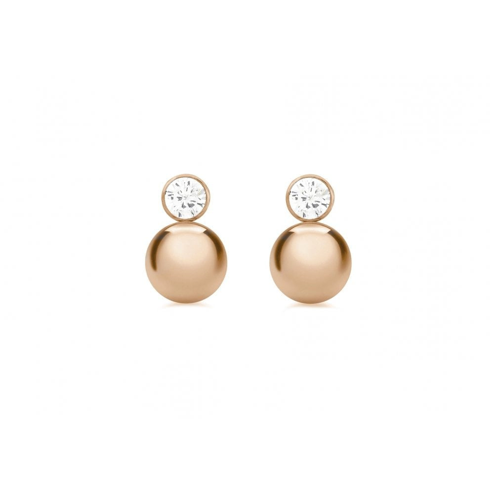 9CT ROSE GOLD 5MM CZ AND 9MM BALL DROP EARRINGS