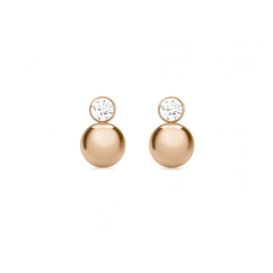 9CT ROSE GOLD 5MM CZ AND 9MM BALL DROP EARRINGS