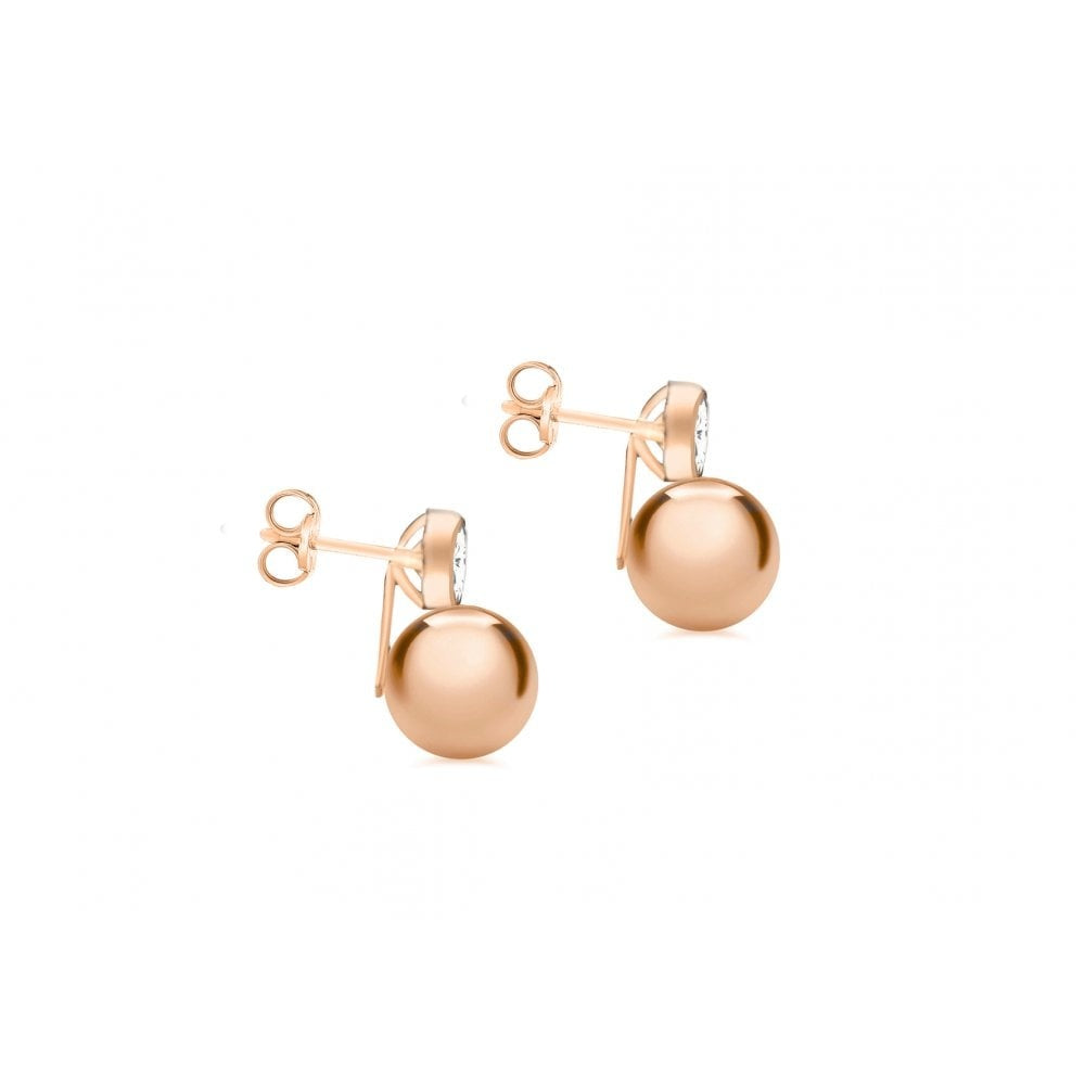 9CT ROSE GOLD 5MM CZ AND 9MM BALL DROP EARRINGS