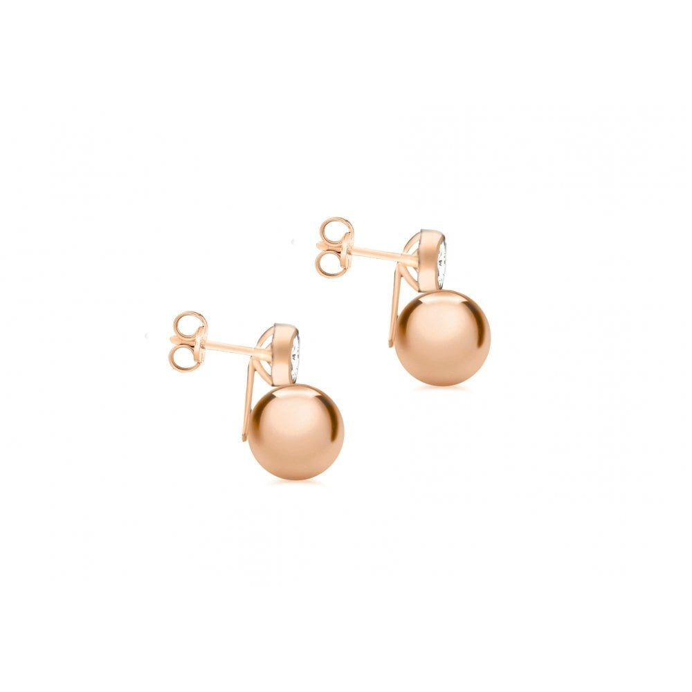 9CT ROSE GOLD 5MM CZ AND 9MM BALL DROP EARRINGS