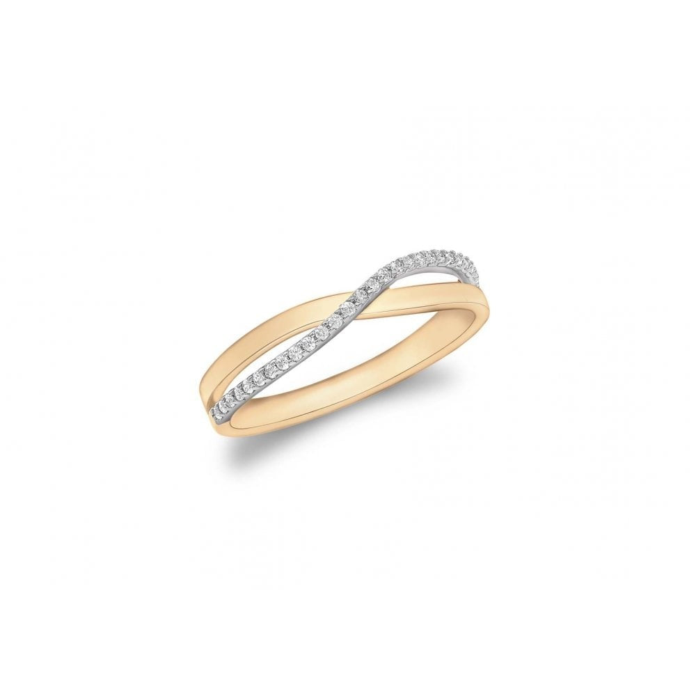9CT ROSE GOLD CZ 2.5MM CROSSOVER RING