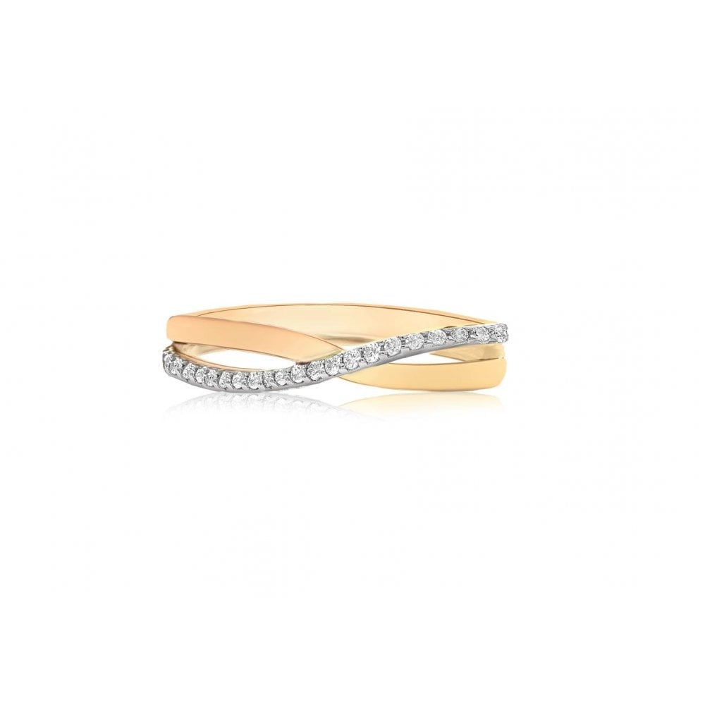 9CT ROSE GOLD CZ 2.5MM CROSSOVER RING