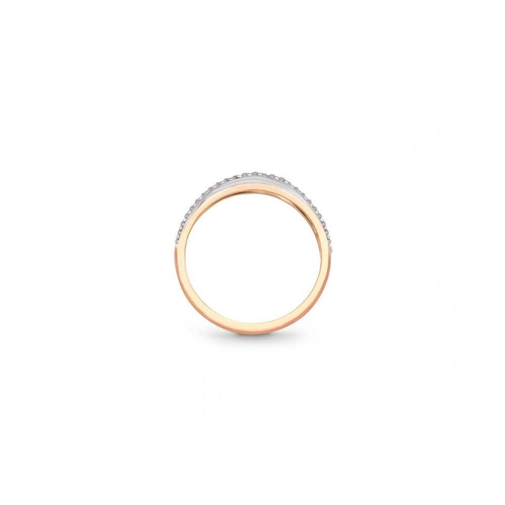 9CT ROSE GOLD CZ 2.5MM CROSSOVER RING